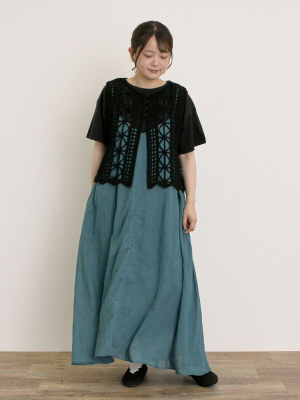 【NEW】新品未使用♡ 大きめサイズ♪ スモーキーパープル色無地 夏着物 セール】 【S/Mサイズ】襟ぐり小レース2WAYワンピース