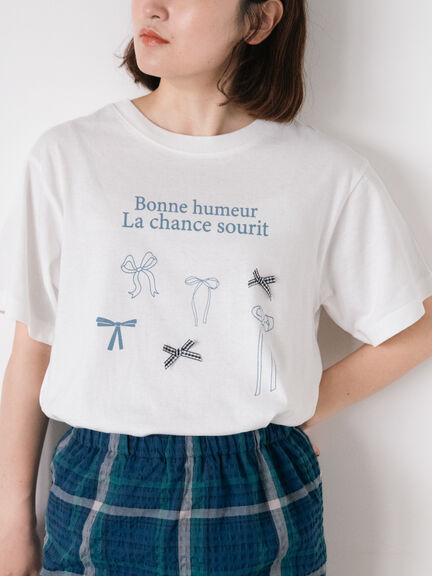 リボンTシャツ（オフホワイト/ブラック/ブラウン/キナリ）｜Samansa Mos2（サマンサ モスモス）通販
