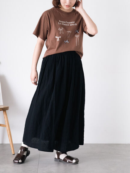リボンTシャツ（オフホワイト/ブラック/ブラウン/キナリ）｜Samansa Mos2（サマンサ モスモス）通販