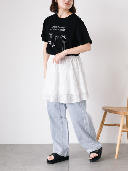 リボンTシャツ（オフホワイト/ブラック/ブラウン/キナリ）｜Samansa Mos2（サマンサ モスモス）通販