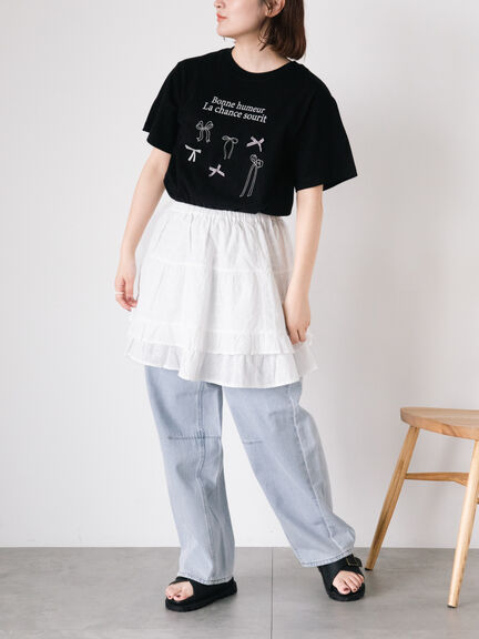 リボンTシャツ（オフホワイト/ブラック/ブラウン/キナリ）｜Samansa Mos2（サマンサ モスモス）通販
