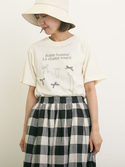 リボンTシャツ（オフホワイト/ブラック/ブラウン/キナリ）｜Samansa Mos2（サマンサ モスモス）通販