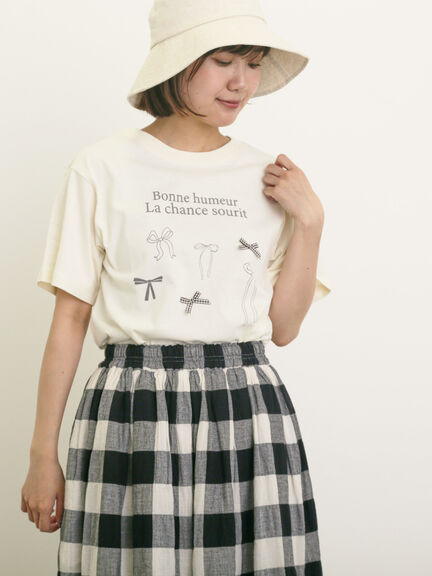 リボンTシャツ（オフホワイト/ブラック/ブラウン/キナリ）｜Samansa Mos2（サマンサ モスモス）通販