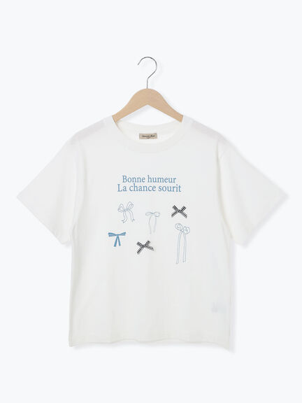 リボンTシャツ（オフホワイト/ブラック/ブラウン/キナリ）｜Samansa Mos2（サマンサ モスモス）通販