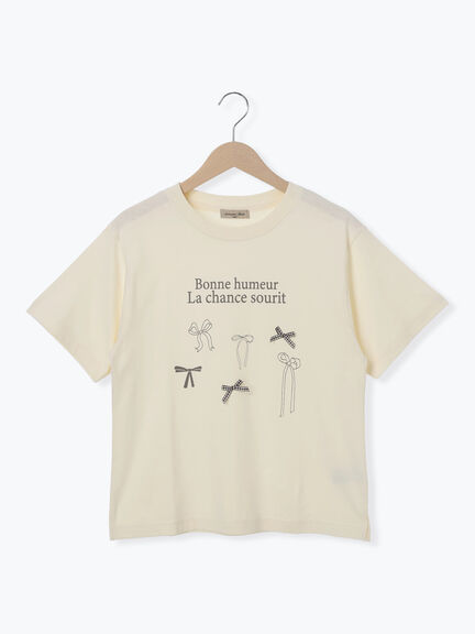 リボンTシャツ（オフホワイト/ブラック/ブラウン/キナリ）｜Samansa Mos2（サマンサ モスモス）通販