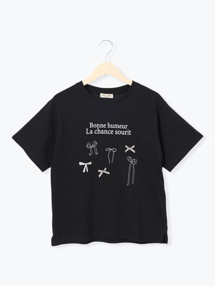 リボンTシャツ（オフホワイト/ブラック/ブラウン/キナリ）｜Samansa Mos2（サマンサ モスモス）通販