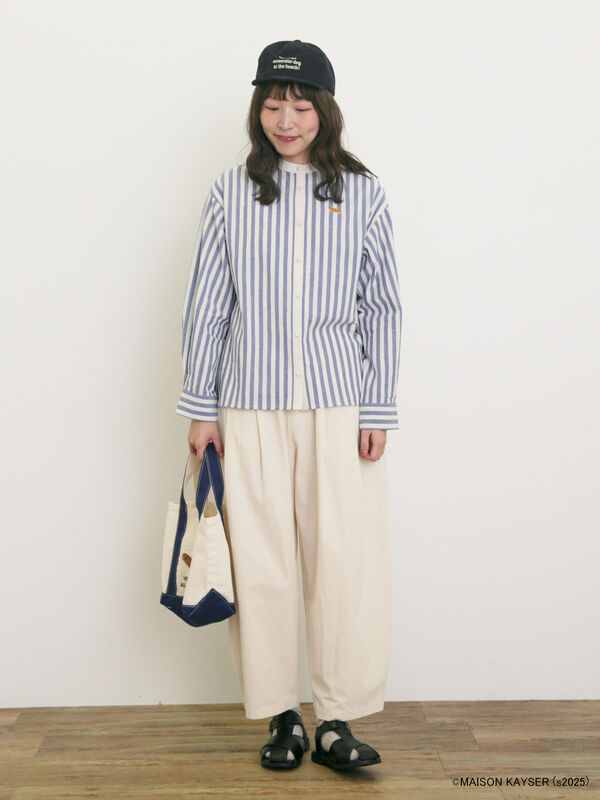 セール】 【MAISON KAYSER】クレリック刺繍シャツ（ブラック