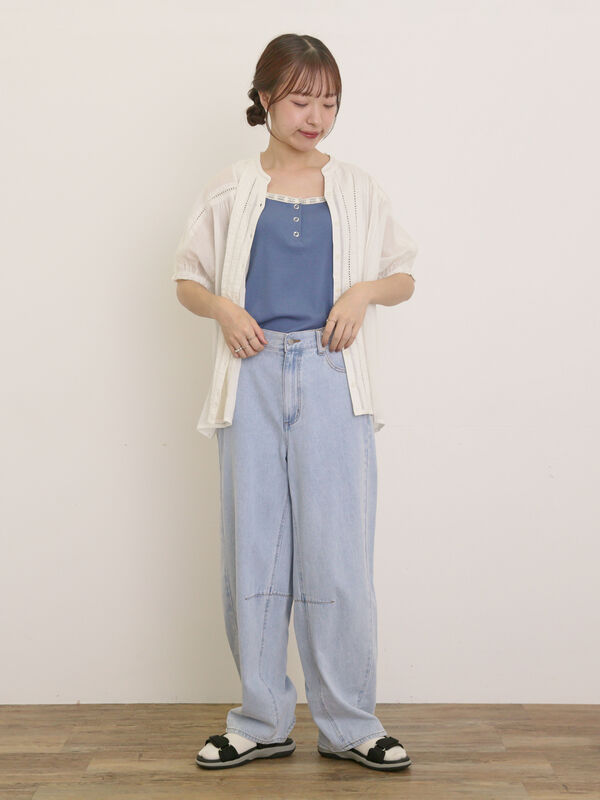 セール】 インドピンタック+はしごレースブラウス（オフホワイト