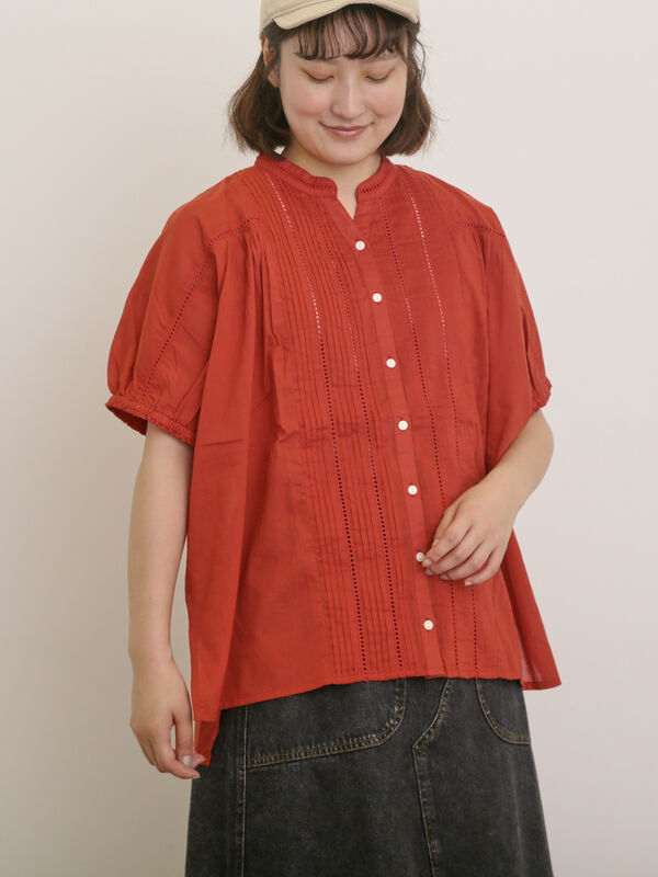 セール】 インドピンタック+はしごレースブラウス（オフホワイト