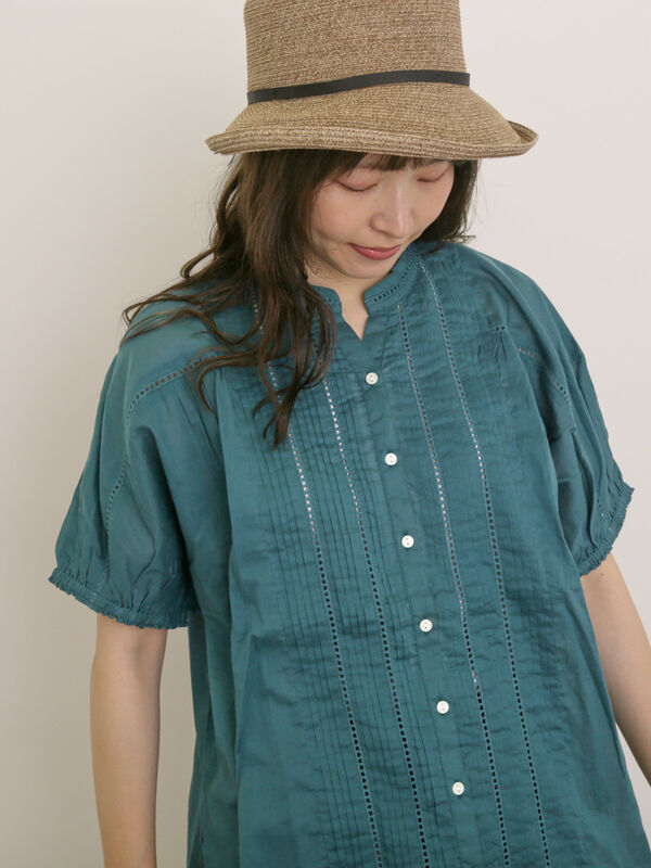 はしごレースブラウス　オフ白 セール】 インドピンタック+はしごレースブラウス（オフホワイト