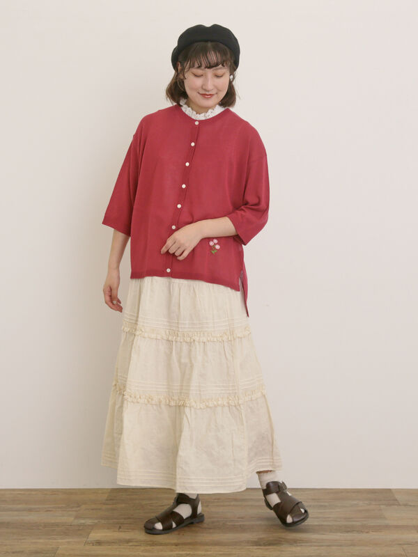 セール】 フリルティアードスカート（グレー/ブラック/キナリ/ボトムス