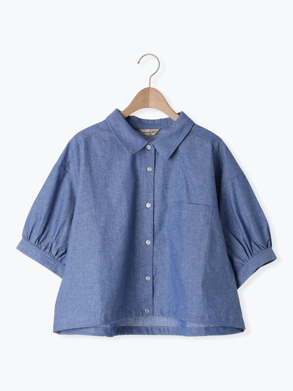 セール】 ショート丈シャツ（オフホワイト/ブラック/ブラウン/ブルー