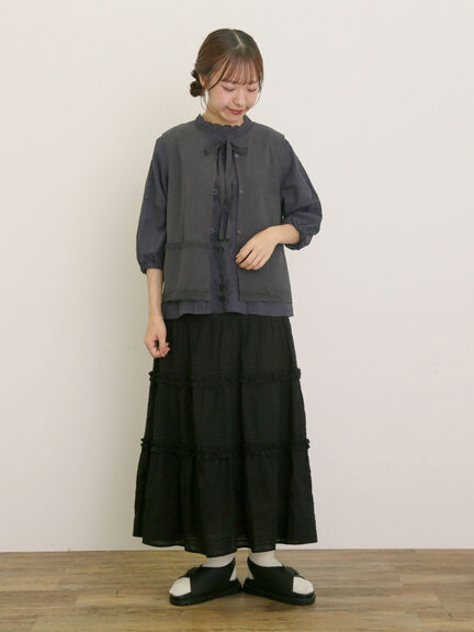 フラワー柄刺繍レースブラウス（オフホワイト/チャコールグレー/ピンク/キナリ）｜Samansa Mos2（サマンサ モスモス）通販