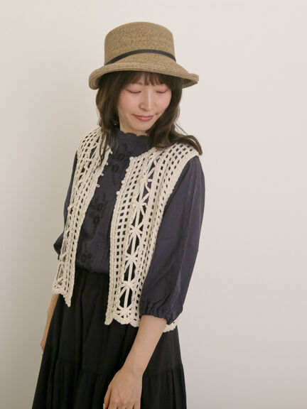 フラワー柄刺繍レースブラウス（オフホワイト/チャコールグレー/ピンク/キナリ）｜Samansa Mos2（サマンサ モスモス）通販