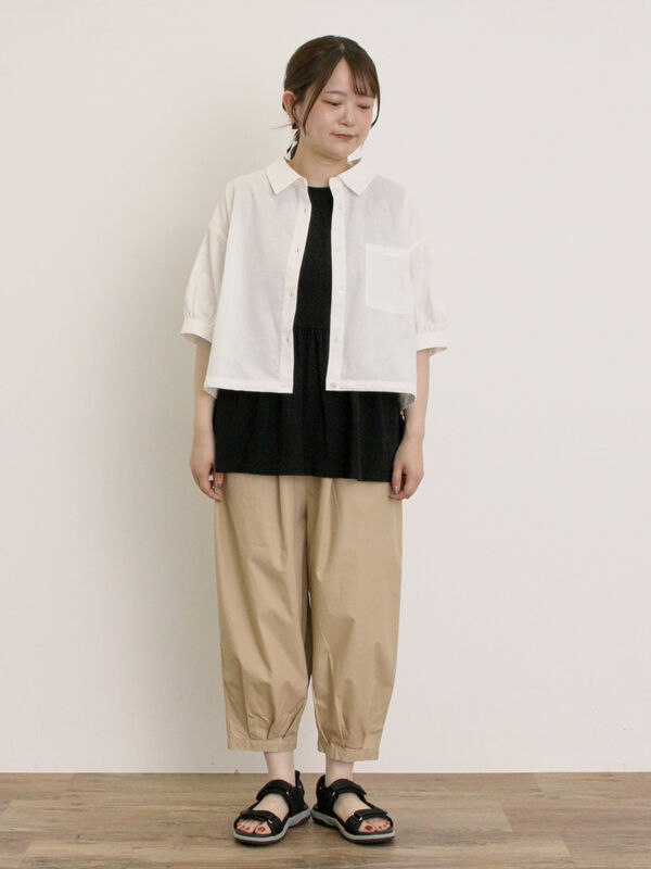セール】 裾タックテーパードパンツ（ベージュ/カーキ/ネイビー