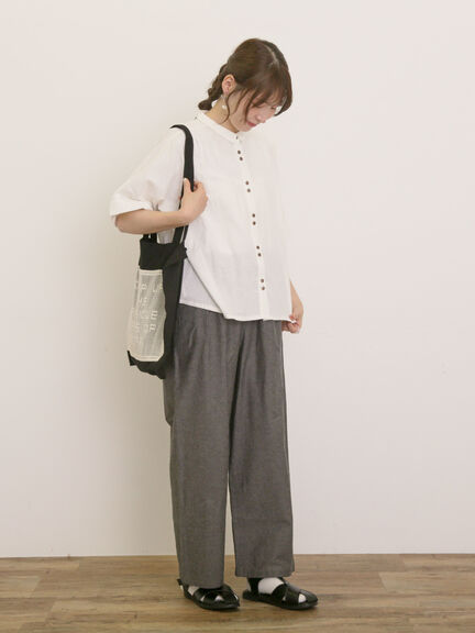 【クールコットン】イージーストレートパンツ ≪M/Lサイズ≫（チャコールグレー/ベージュ/グリーン/ネイビー）｜Samansa Mos2（サマンサ モスモス）通販
