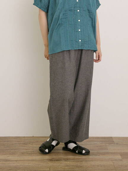 【クールコットン】イージーストレートパンツ ≪M/Lサイズ≫（チャコールグレー/ベージュ/グリーン/ネイビー）｜Samansa Mos2（サマンサ モスモス）通販