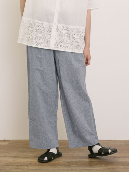 【クールコットン】イージーストレートパンツ ≪M/Lサイズ≫（チャコールグレー/ベージュ/グリーン/ネイビー）｜Samansa Mos2（サマンサ モスモス）通販