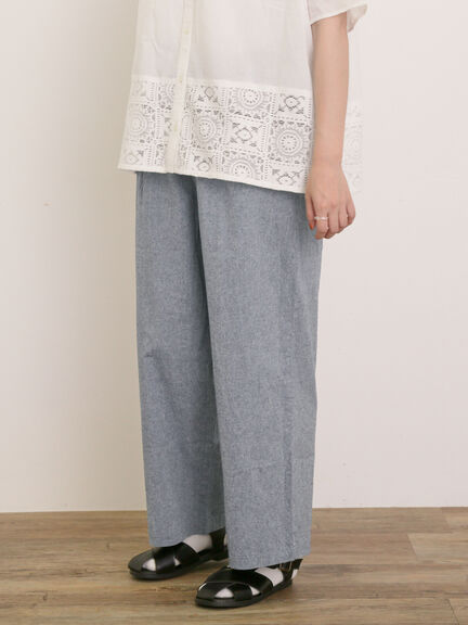 【クールコットン】イージーストレートパンツ ≪M/Lサイズ≫（チャコールグレー/ベージュ/グリーン/ネイビー）｜Samansa Mos2（サマンサ モスモス）通販