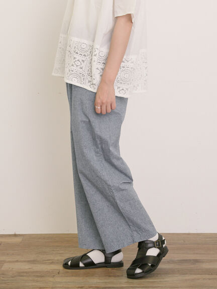 【クールコットン】イージーストレートパンツ ≪M/Lサイズ≫（チャコールグレー/ベージュ/グリーン/ネイビー）｜Samansa Mos2（サマンサ モスモス）通販