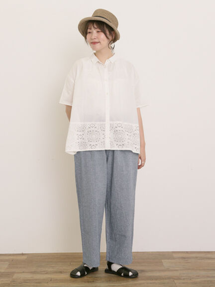 【クールコットン】イージーストレートパンツ ≪M/Lサイズ≫（チャコールグレー/ベージュ/グリーン/ネイビー）｜Samansa Mos2（サマンサ モスモス）通販