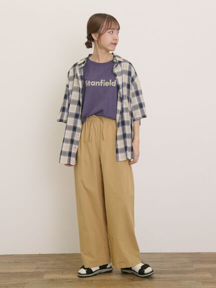 【クールコットン】イージーストレートパンツ ≪M/Lサイズ≫（チャコールグレー/ベージュ/グリーン/ネイビー）｜Samansa Mos2（サマンサ モスモス）通販