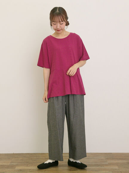【クールコットン】イージーストレートパンツ ≪M/Lサイズ≫（チャコールグレー/ベージュ/グリーン/ネイビー）｜Samansa Mos2（サマンサ モスモス）通販