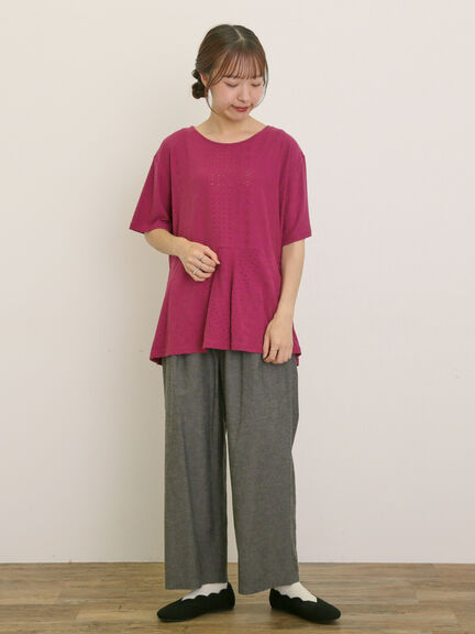 【クールコットン】イージーストレートパンツ ≪M/Lサイズ≫（チャコールグレー/ベージュ/グリーン/ネイビー）｜Samansa Mos2（サマンサ モスモス）通販