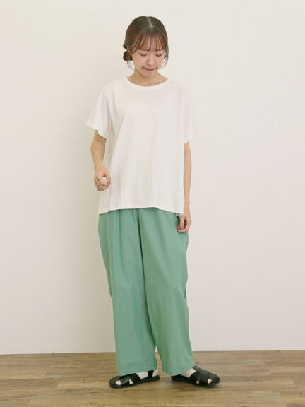 【クールコットン】イージーストレートパンツ ≪M/Lサイズ≫（チャコールグレー/ベージュ/グリーン/ネイビー）｜Samansa Mos2（サマンサ モスモス）通販