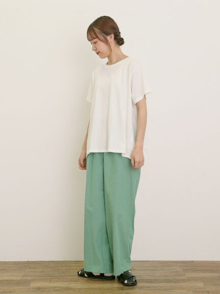 【クールコットン】イージーストレートパンツ ≪M/Lサイズ≫（チャコールグレー/ベージュ/グリーン/ネイビー）｜Samansa Mos2（サマンサ モスモス）通販