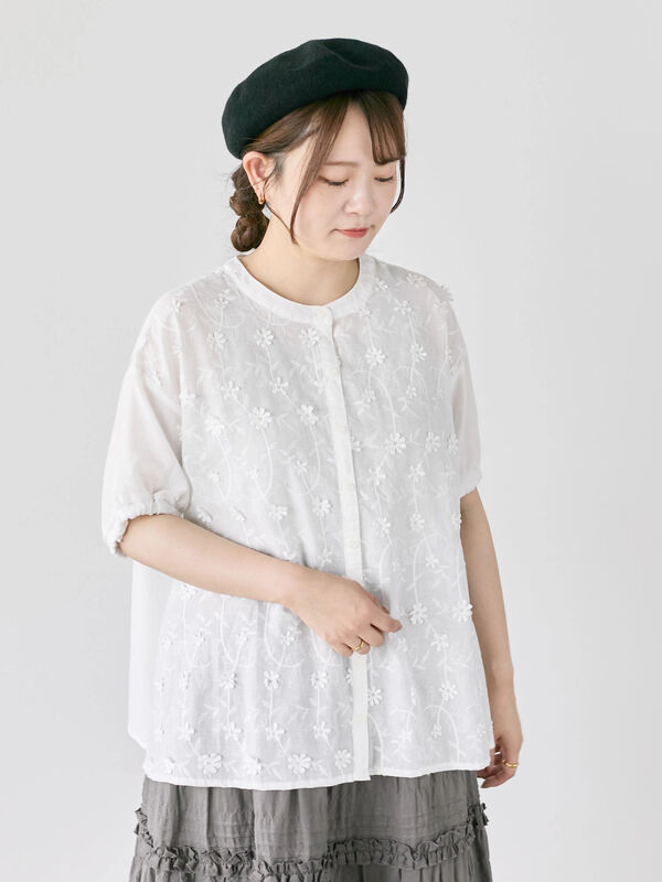 ハンドアップリケ刺繍馬比古ブラウス 生首ワッペン | 江戸彫ひろオリジナルプリント販売所