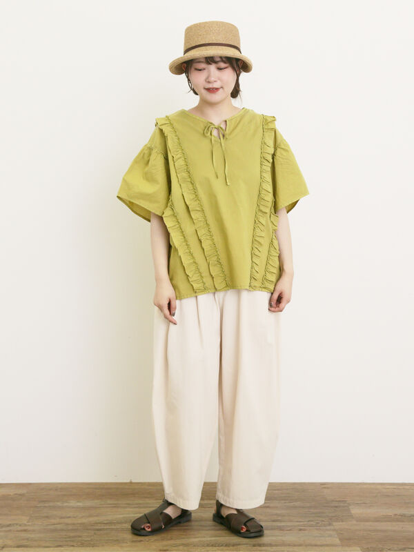 セール】 フリル前後2WAYブラウス（オフホワイト