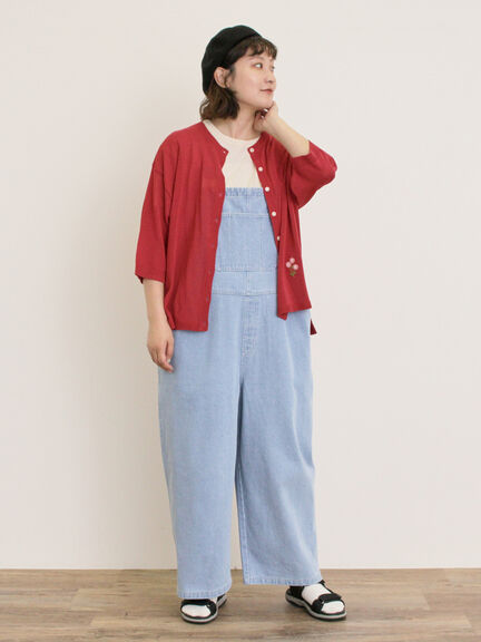 [接触冷感]花刺繍七分袖クルーネックカーディガン（ブラック/レッド/イエロー/グリーン/パープル/キナリ）｜Samansa Mos2（サマンサ モスモス）通販
