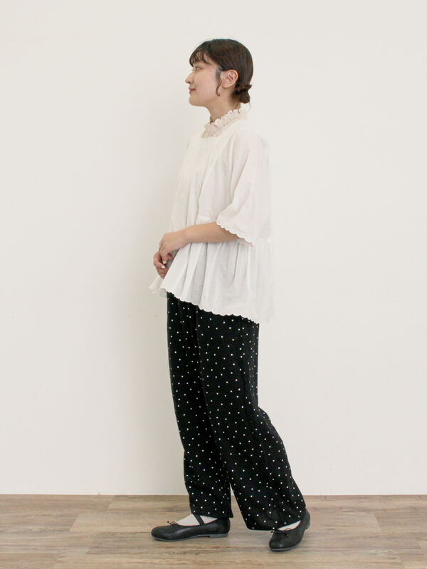 セール】 【M/Lサイズ】レーヨン麻ゆるストレートパンツ（ブラック