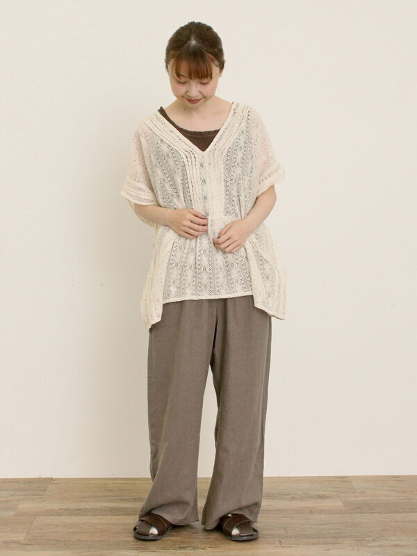 マササンズ様 おまとめ専用 セール】 【M/Lサイズ】レーヨン麻ゆるストレートパンツ（ブラック