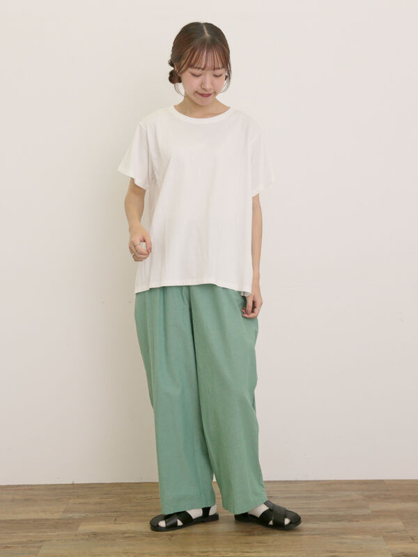 セール】 [接触冷感]バックスカラップレースカットソー（オフホワイト