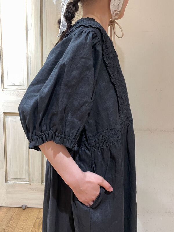 立川限定】リネンウエスト切替レースワンピース（オフホワイト