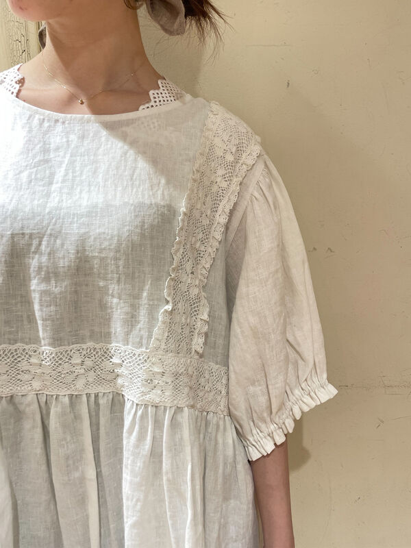 【立川限定】リネンウエスト切替レースワンピース 立川限定】リネンウエスト切替レースワンピース（オフホワイト