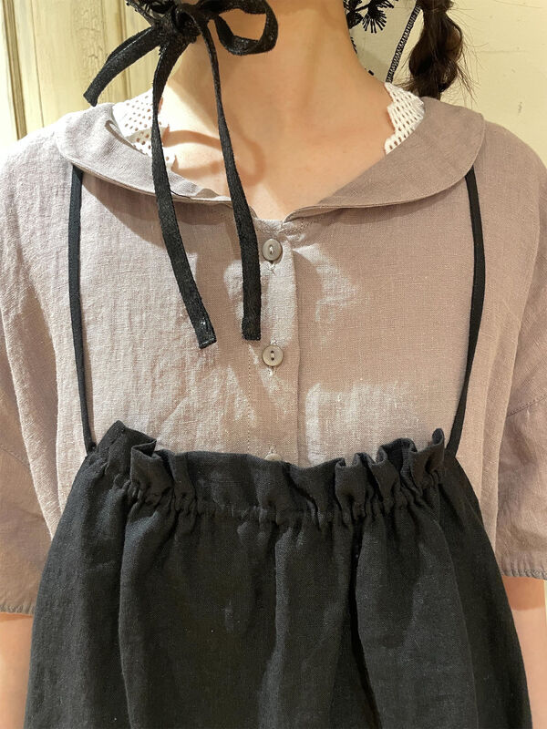 リネンキャミワンピース　キナリ　サマンサモスモス　立川限定 立川限定】リネンキャミワンピース（オフホワイト/ブラック