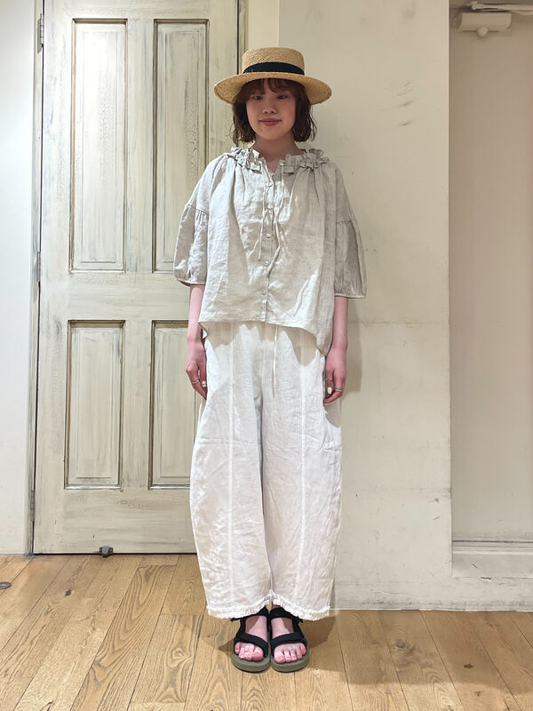 立川限定 サマンサモスモス リネン裾フリルパンツ sm2 立川 パンツ 黒 立川限定】リネン裾フリルパンツ（オフホワイト