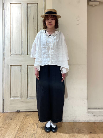 【立川限定】リネン裾フリルパンツ（オフホワイト/チャコールグレー/ブラック/キナリ）｜Samansa Mos2（サマンサ モスモス）通販