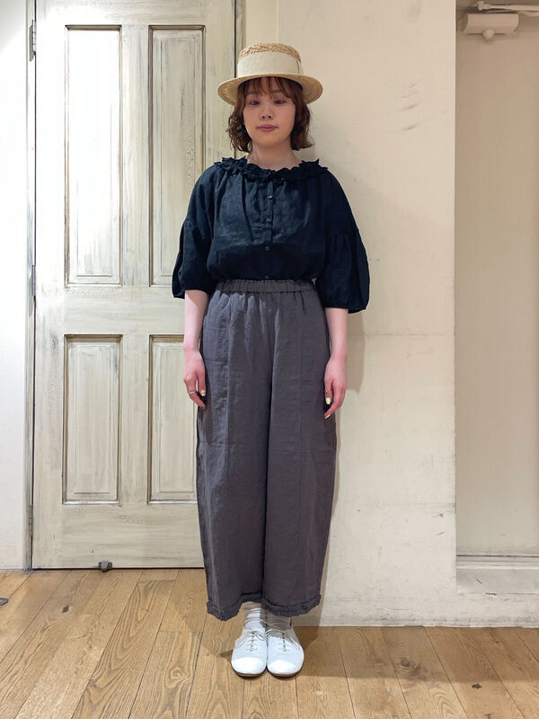 立川限定 サマンサモスモス リネン裾フリルパンツ sm2 立川 パンツ 黒 立川限定】リネン裾フリルパンツ（オフホワイト