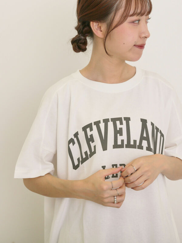 セール】 ロゴアソートプリントゆるTシャツ（オフホワイト/ピンク