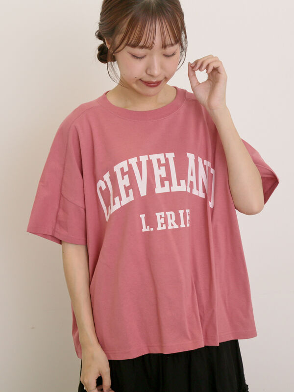 セール】 ロゴアソートプリントゆるTシャツ（オフホワイト/ピンク