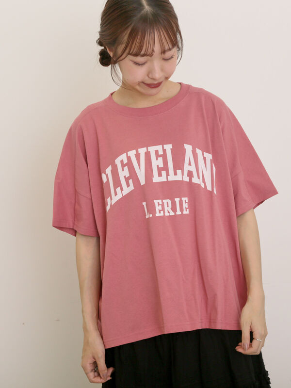 セール】 ロゴアソートプリントゆるTシャツ（オフホワイト/ピンク