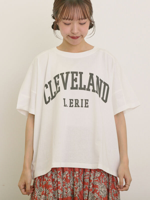 セール】 ロゴアソートプリントゆるTシャツ（オフホワイト/ピンク