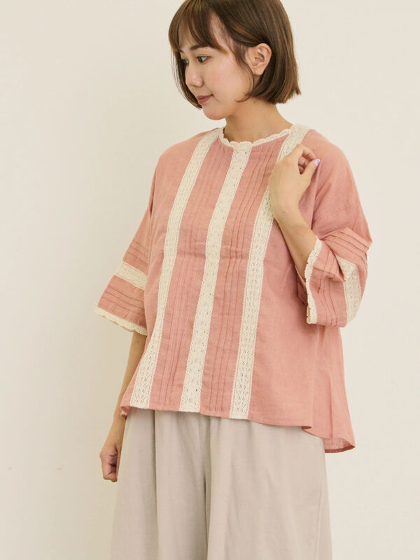 【新品】サマンサモスモス× kazumi 【ブラウスのみ】ベージュ セール】 【kazumi×Samansa Mos2】フリルカラーチュールブラウス