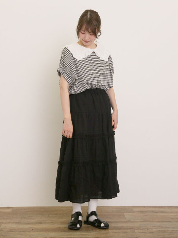 Malbon セーラー襟ニットベスト×スカート ✨完売希少 美品⛳ M セール】 セーラー襟Tシャツ（オフホワイト/ネイビー/キナリ/トップス