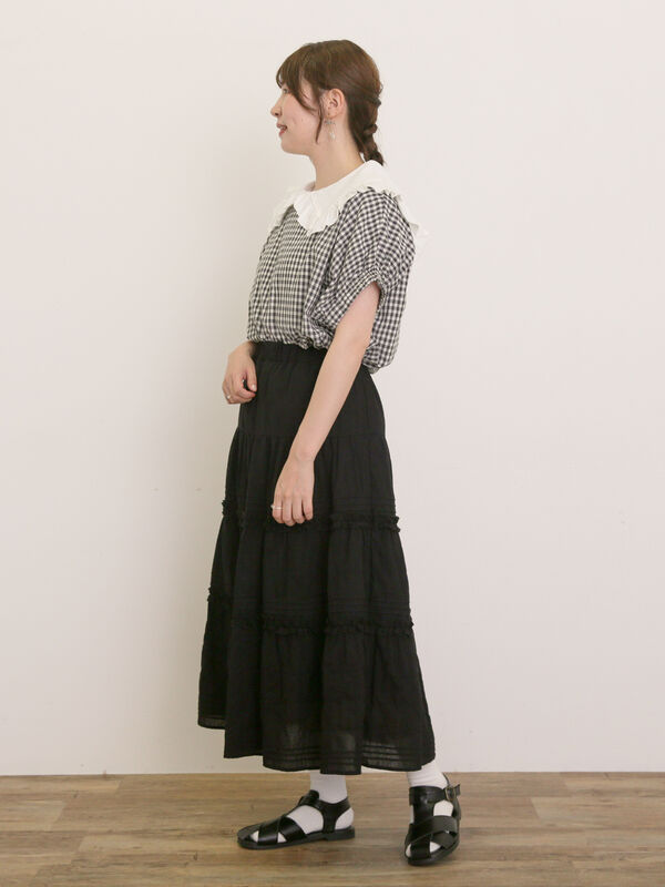 セール】 セーラー襟Tシャツ（オフホワイト/ネイビー/キナリ/トップス