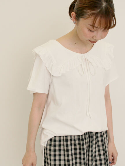 セーラー襟Tシャツ（オフホワイト/ネイビー/キナリ）｜Samansa Mos2（サマンサ モスモス）通販